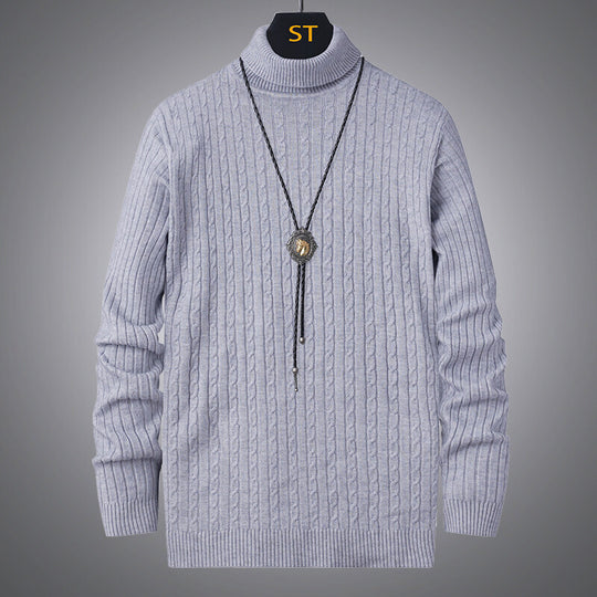 Herren Rollkragenpullover mit strukturiertem Zopfmuster R&B