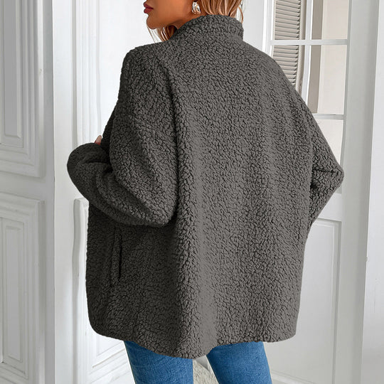 Damen kuschelige Fleecejacke mit hohen Kragen und praktischen Taschen R&B