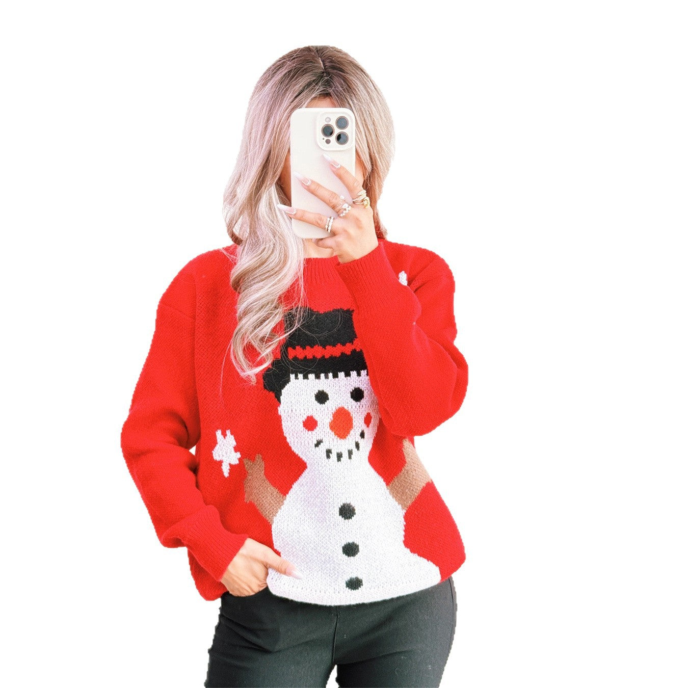 Damen Weihnachts-Pullover mit festlichem Schneemann-Motiv R&B