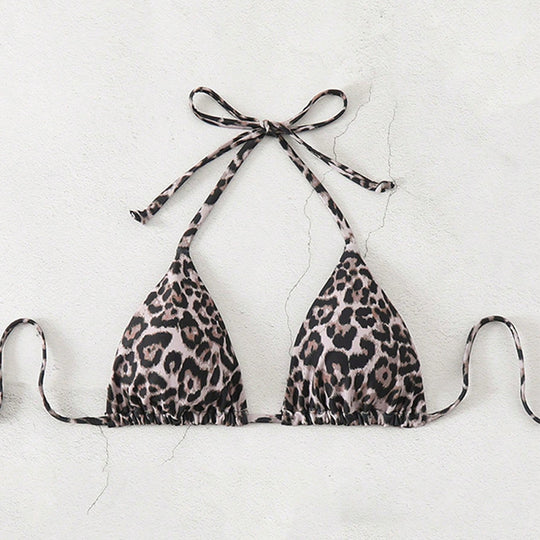 Damen Triangel-Bikini mit tierischem Muster und verstellbaren Bindebändern R&B