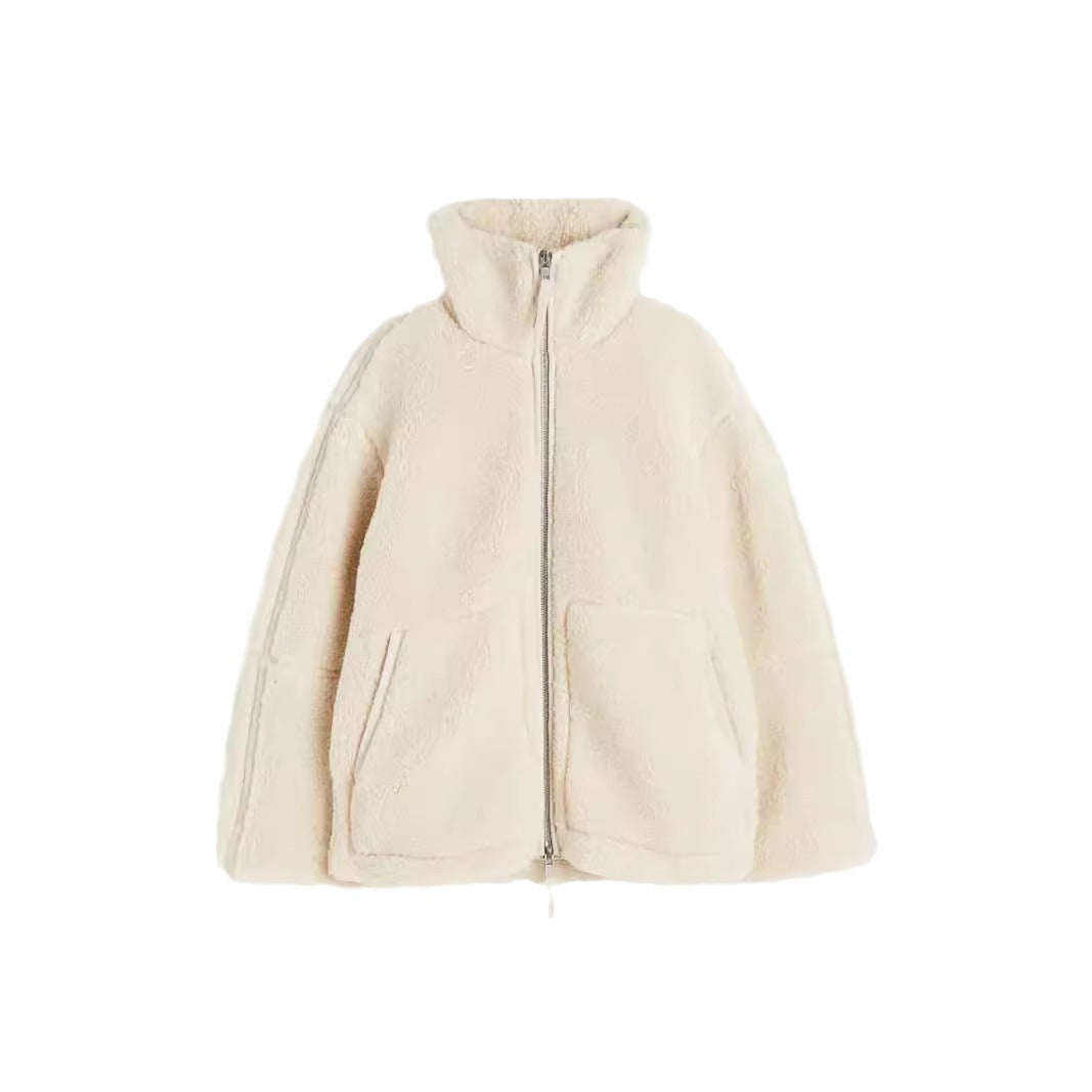 Damen kuschelige Fleecejacke mit praktischen aufgesetzten Taschen und modernem Stehkragen R&B