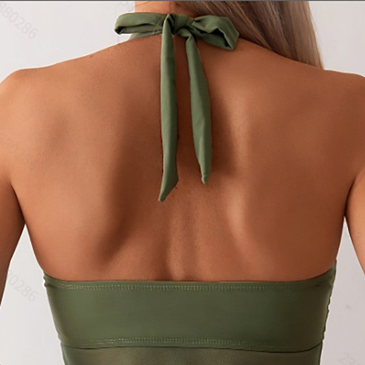 Damen Tankini mit elegantem Wickeldesign und atmungsaktiver Stoffkombination