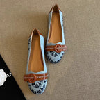 Damen Ballerinas mit modischem Blumenmuster und elegantem Schnallenakzent R&B