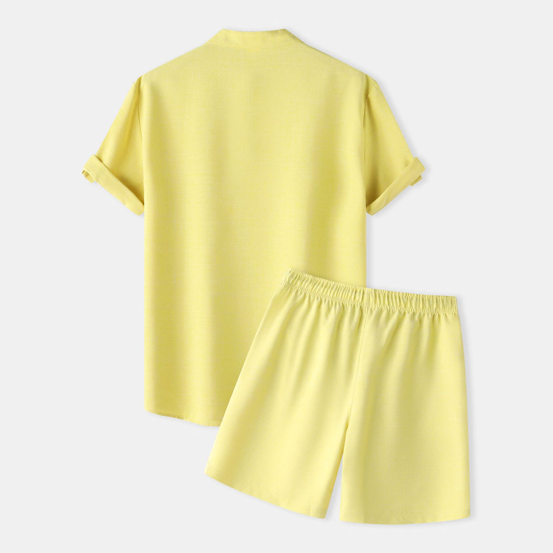 Damen Kurzarm Pyjama-Set aus atmungsaktivem Stoff mit elastischem Bund R&B