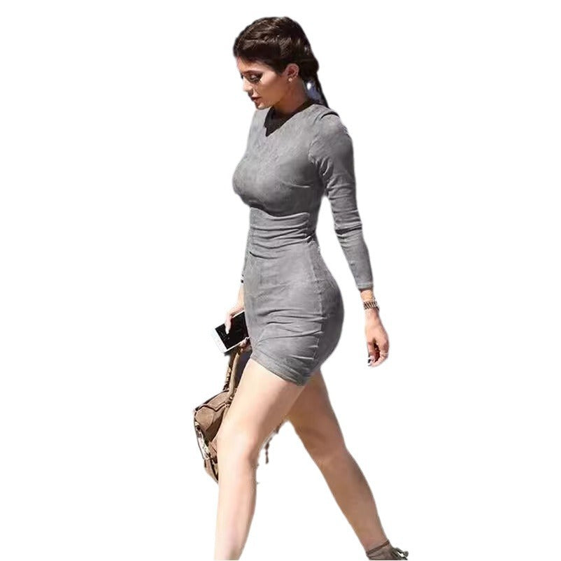 Damen figurbetontes Minikleid aus weichem Velours R&B