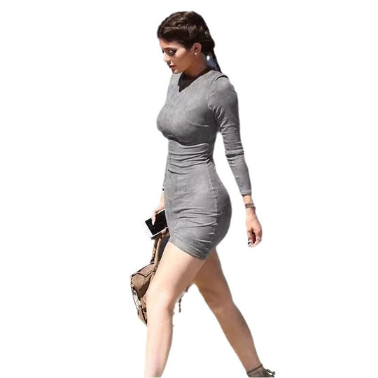 Damen figurbetontes Minikleid aus weichem Velours R&B