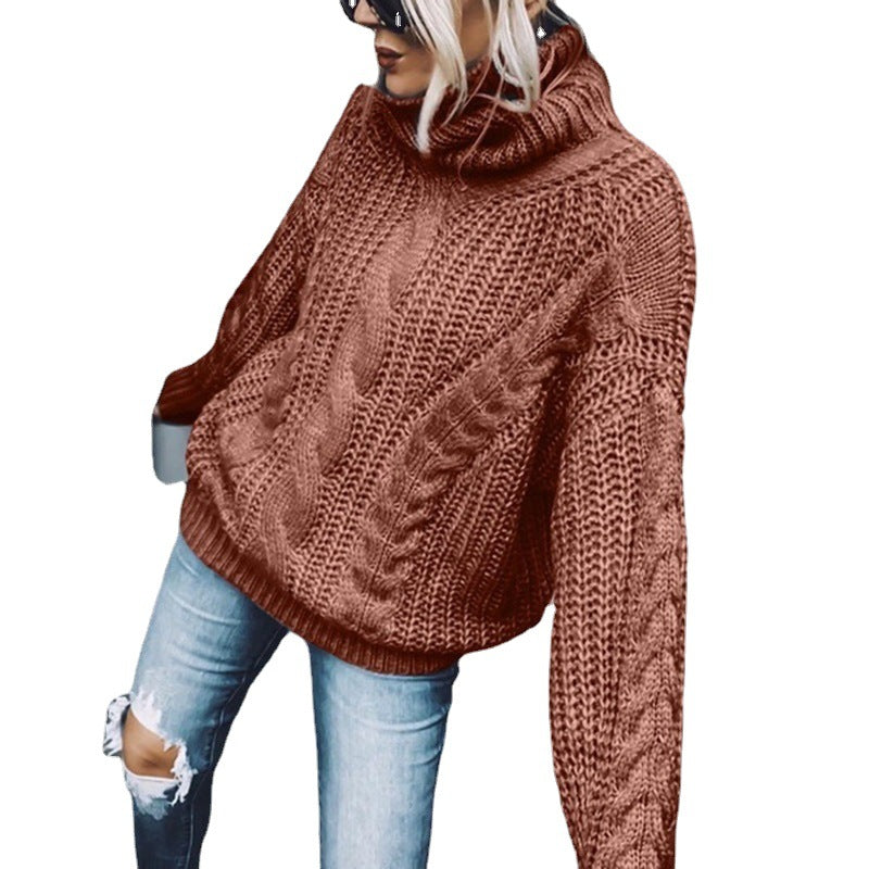 Damen Strickpullover mit hohem Kragen R&B