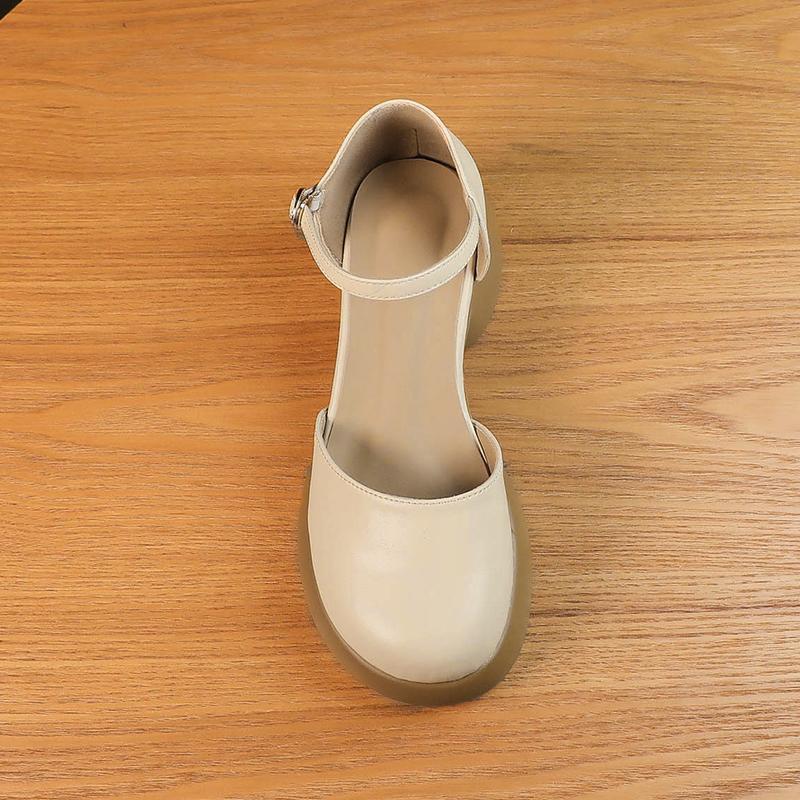 Damen Elegante Plateau Sandalen mit Riemenverschluss und runder Zehenpartie R&B