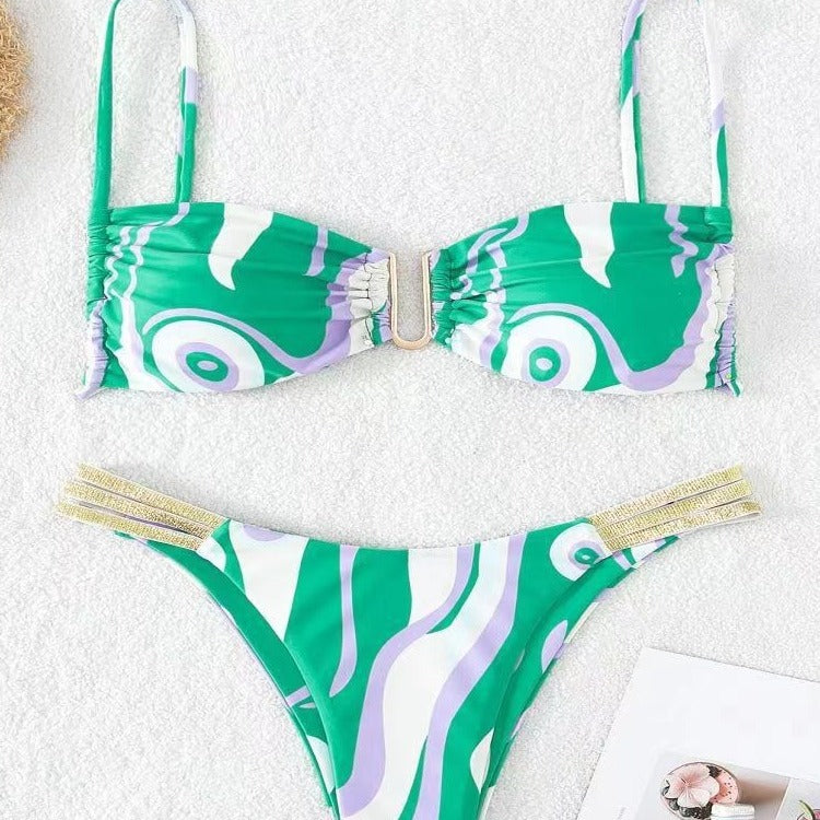 Damen Triangel-Bikini mit elegantem Raffungseffekt und modischen Akzenten R&B