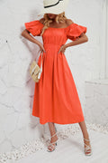 Damen Off-Shoulder Maxikleid mit voluminösen Puffärmeln und seitlichen Taschen R&B
