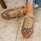 Damen Sneaker mit Leopardenmuster und atmungsaktiver Sohle R&B