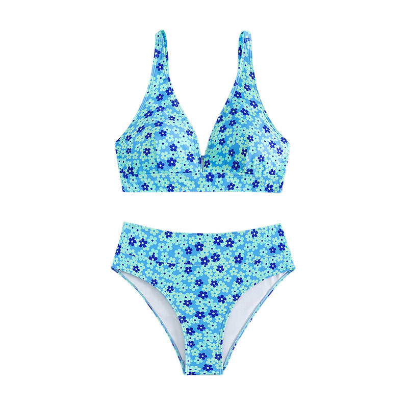 Damen Bikiniset mit floralem Muster und hohem Taillenbund R&B