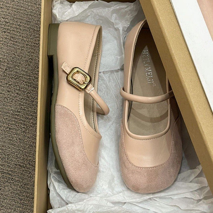 Damen elegante Ballerinas mit modischer Schnallenverzierung R&B