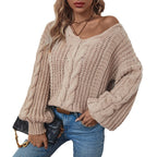 Damen Grobstrickpullover mit oversized Schnitt und Zopfmuster