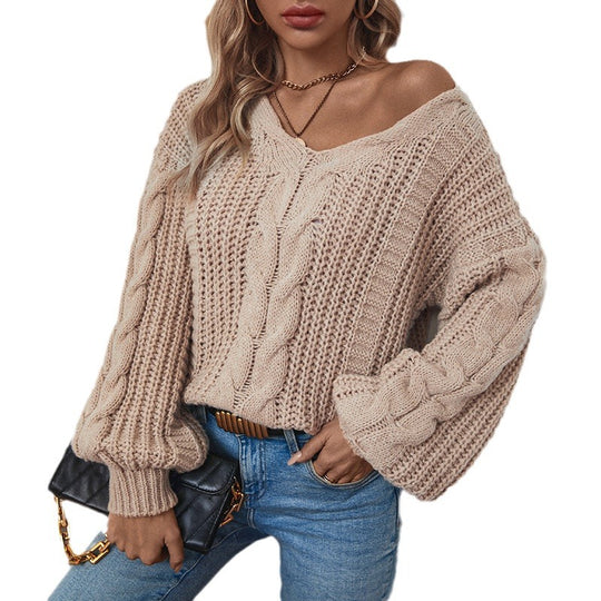 Damen Grobstrickpullover mit oversized Schnitt und Zopfmuster R&B