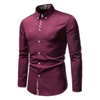 Herren elegantes Langarmhemd mit auffälligem Paisley-Muster R&B