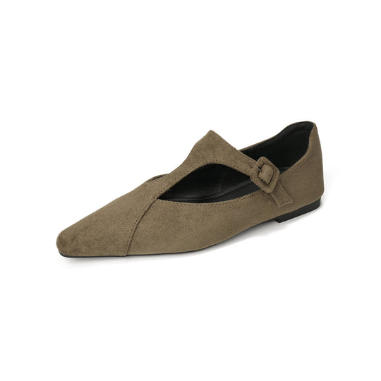 Damen spitze Ballerinas mit modischem Riemenverschluss R&B