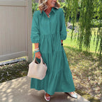 R&B | Lässiges Einfarbiges Patchworkkleid mit Reverstasche