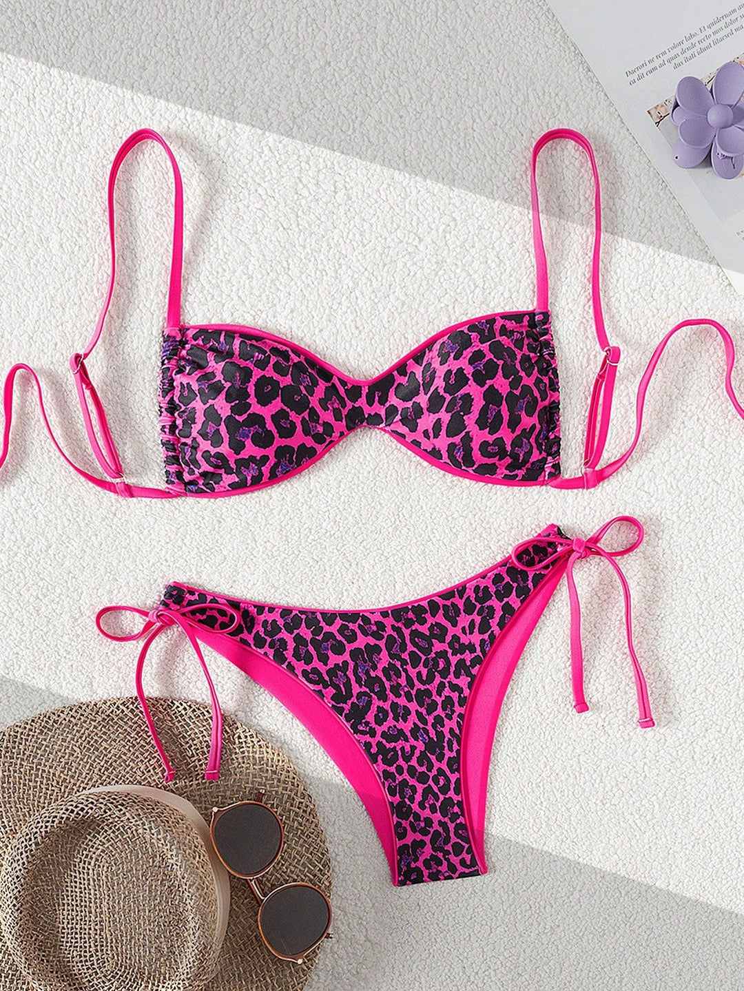 Damen Push-Up Bikini mit raffiniertem Animal-Print und verstellbaren Trägern R&B