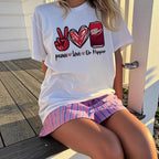Damen T-Shirt mit kreativem Peace & Love Grafikdesign R&B