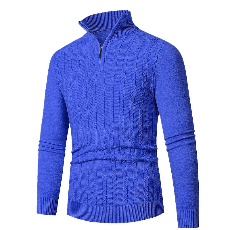 Herren modischer Strickpullover mit hochschließendem Reißverschluss und strukturiertem Design