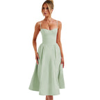 Damen Midikleid mit elegantem Bustier-Oberteil und fließendem Rock R&B