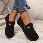 Damen luftige Ballerinas mit modischem Schnallen-Detail R&B