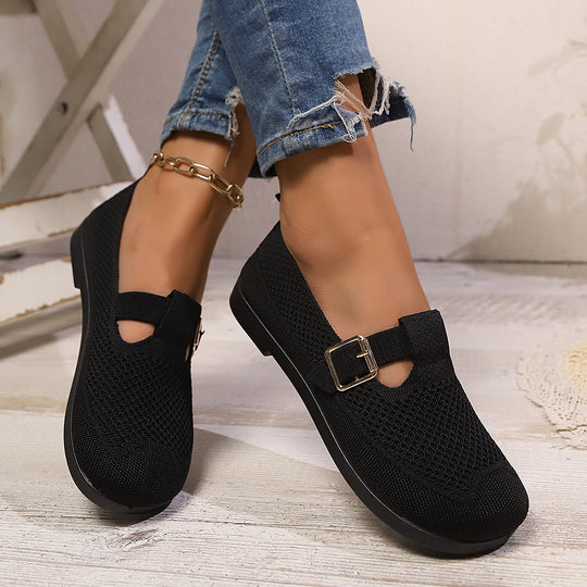 Damen luftige Ballerinas mit modischem Schnallen-Detail R&B