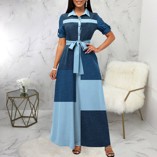 Damen Maxikleid mit tailliertem Schnitt und abnehmbaren Gürtel R&B