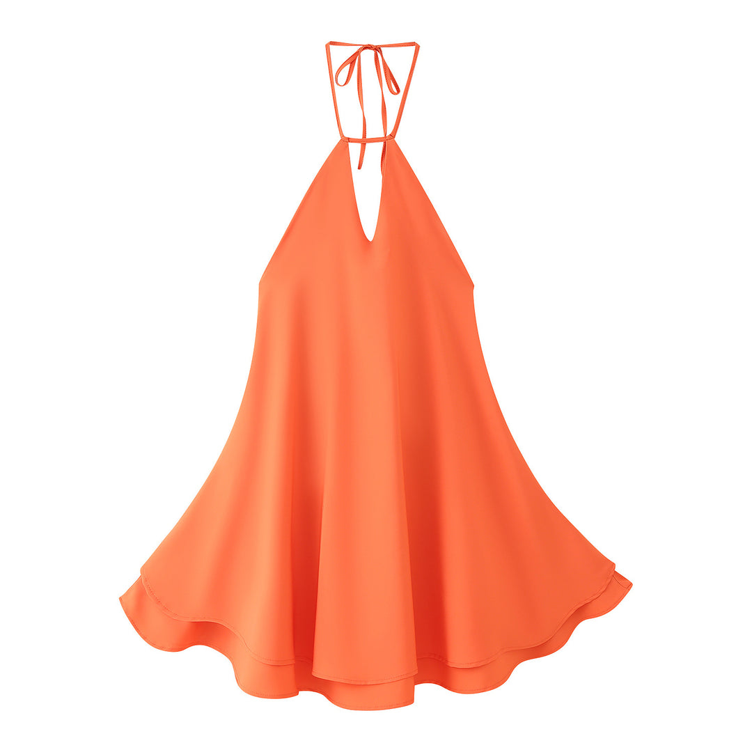 Damen luftiges Chiffonkleid mit tiefem V-Ausschnitt und verstellbaren Trägern R&B