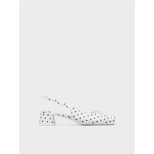 Damen Slingback-Pumps mit verspieltem Punktedesign und niedrigem Absatz R&B