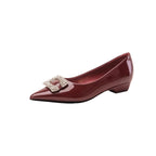 Damen spitze Ballerinas mit funkelnder Schmuckschnalle