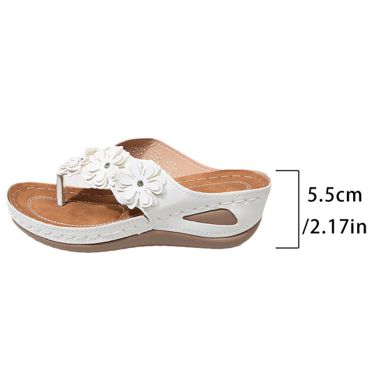 Damen Zierende Zehentrenner Sandalen mit floralem Design R&B