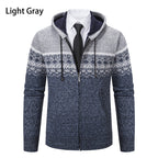 Herren stilvolle Strickjacke mit Kapuze und Norweger-Muster R&B