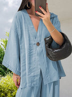 Damen Elegante Kimono-Jacke mit weiten Ärmeln und lockerer Passform R&B