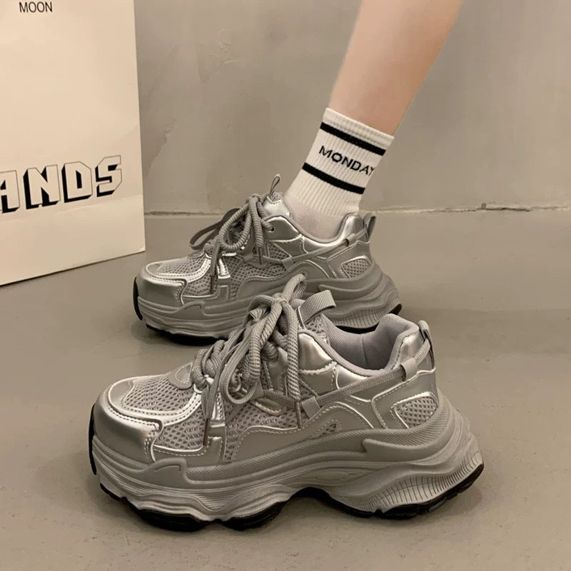 Damen Chunky Sneakers mit atmungsaktivem Mesh-Obermaterial und gepolsterter Sohle R&B