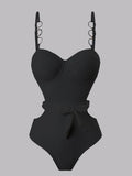 Damen Einteiler Badeanzug mit modischem Cut-Out Design und verstellbaren Trägern R&B
