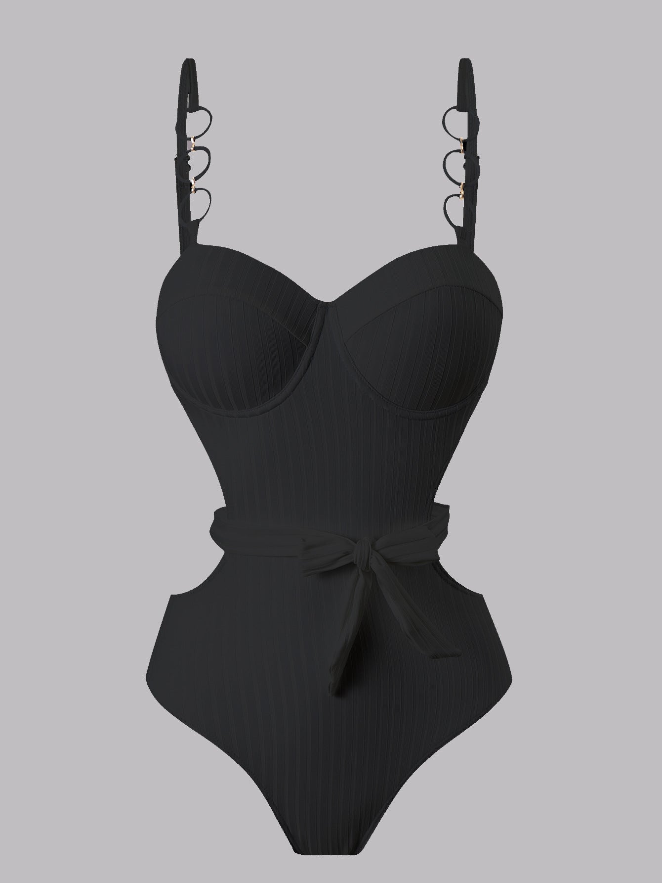 Damen Einteiler Badeanzug mit modischem Cut-Out Design und verstellbaren Trägern R&B
