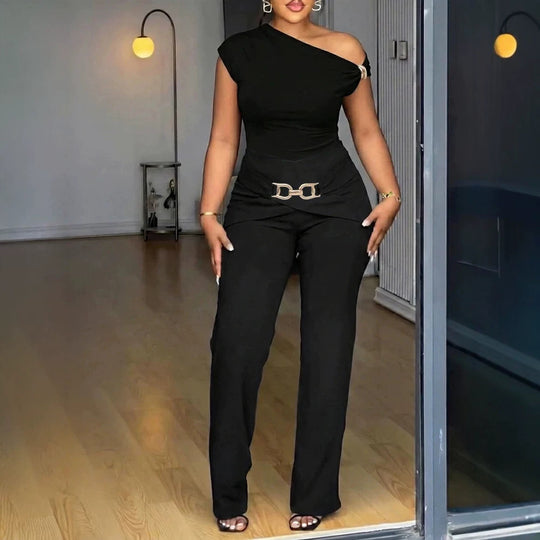 Damen Elegantes One-Shoulder Jumpsuit R&B