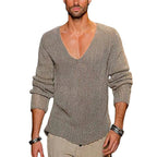 Herren lässiger Strickpullover mit tiefem V-Ausschnitt und komfortablem Schnitt