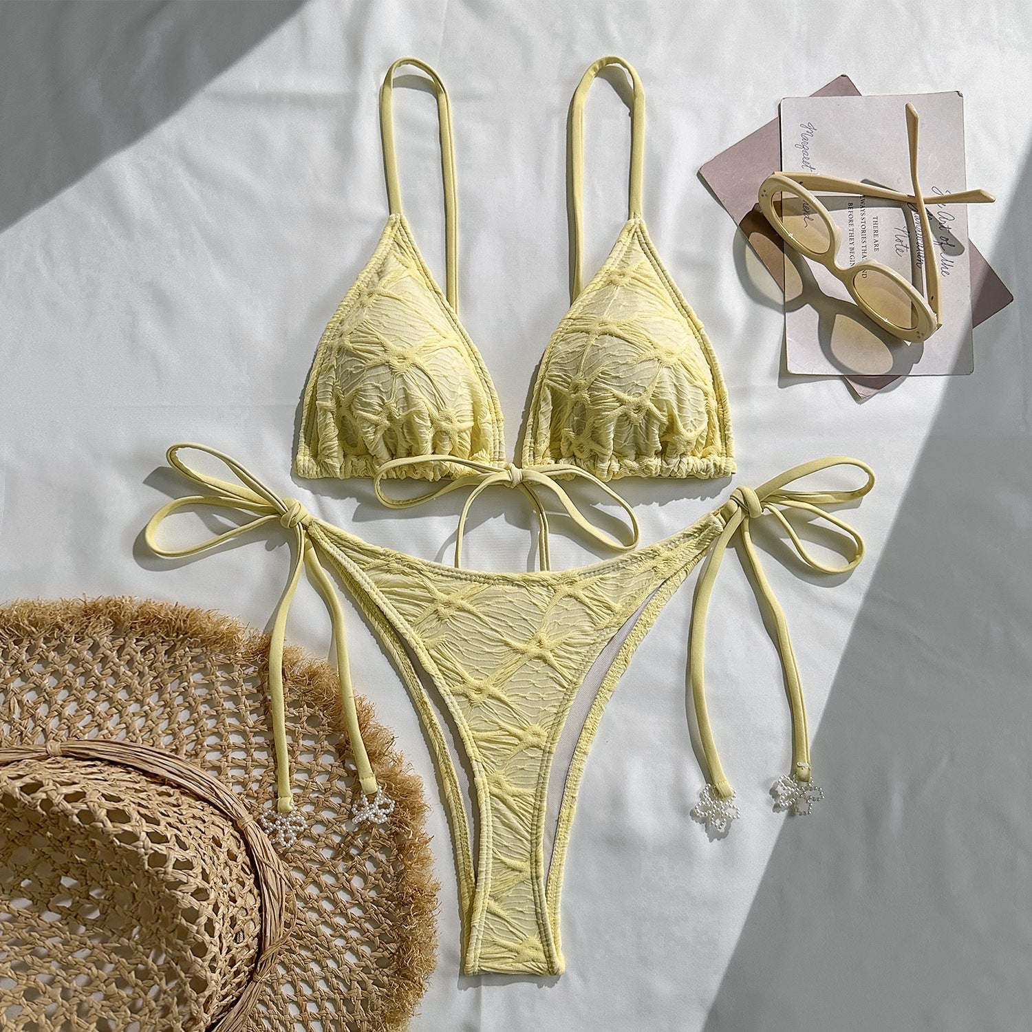 Damen Triangel-Bikini mit verspielten Schleifen R&B