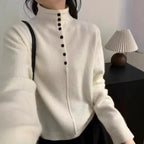 Damen Hochgeschlossener Strickpullover mit Knopfdetails
