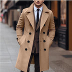 Herren nan eleganter doppelt geknöpfter Wollmantel mit breitem Revers und tailliertem Businessschnitt R&B