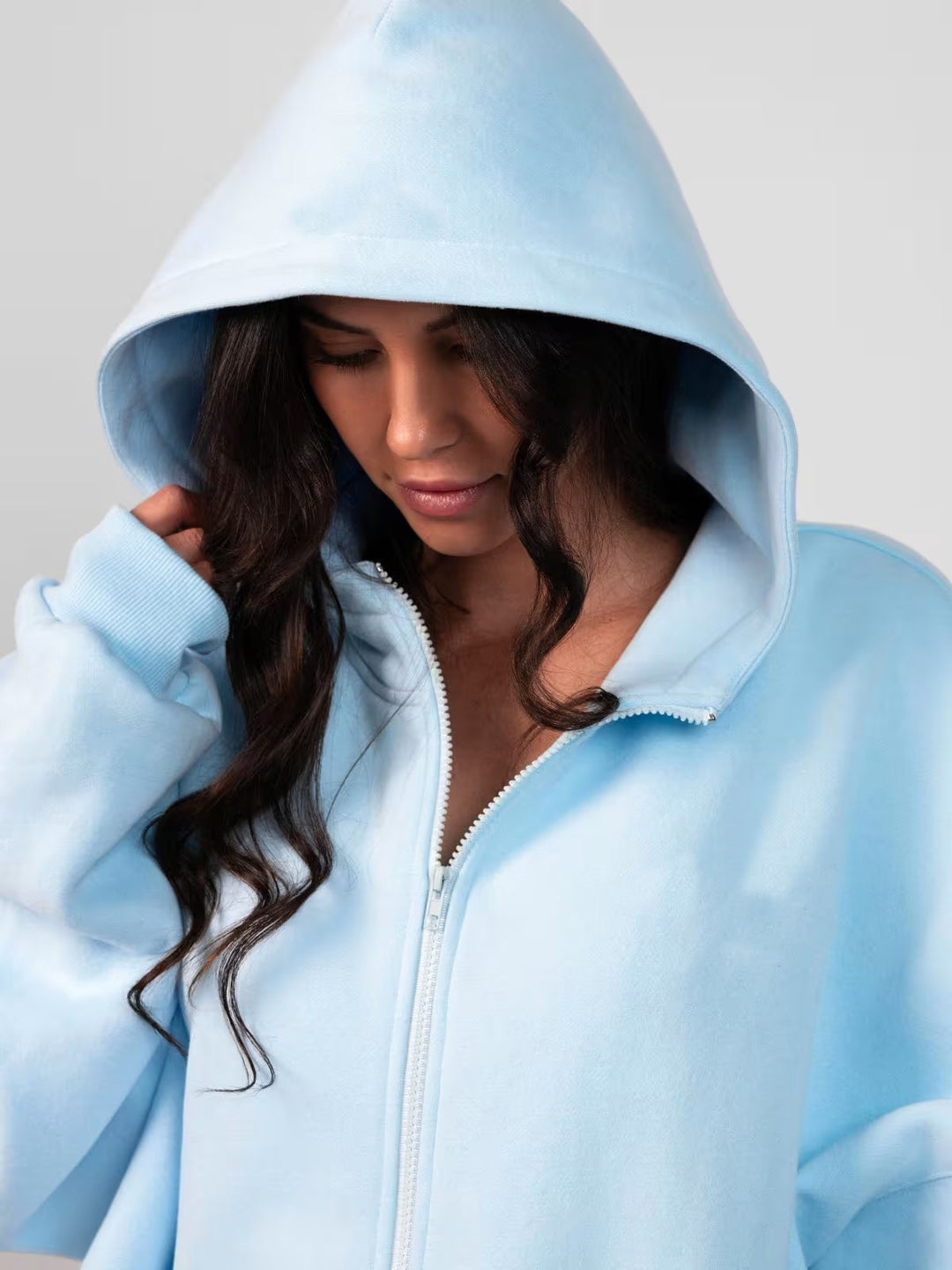 Damen Oversized Kapuzenjacke mit gemütlicher Passform und tiefen Taschen R&B