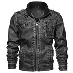 Herren robuste Kunstlederjacke im Military-Stil