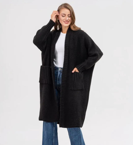 Damen Gemütlicher Strickmantel mit großen Taschen und oversized Schnitt R&B