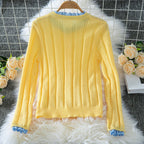 Damen Leichte Strickjacke mit hübschen Rüschendetails