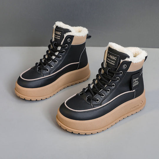 Damen hochgeschnittene Winterstiefel mit warmem Innenfutter und rutschfester Sohle R&B