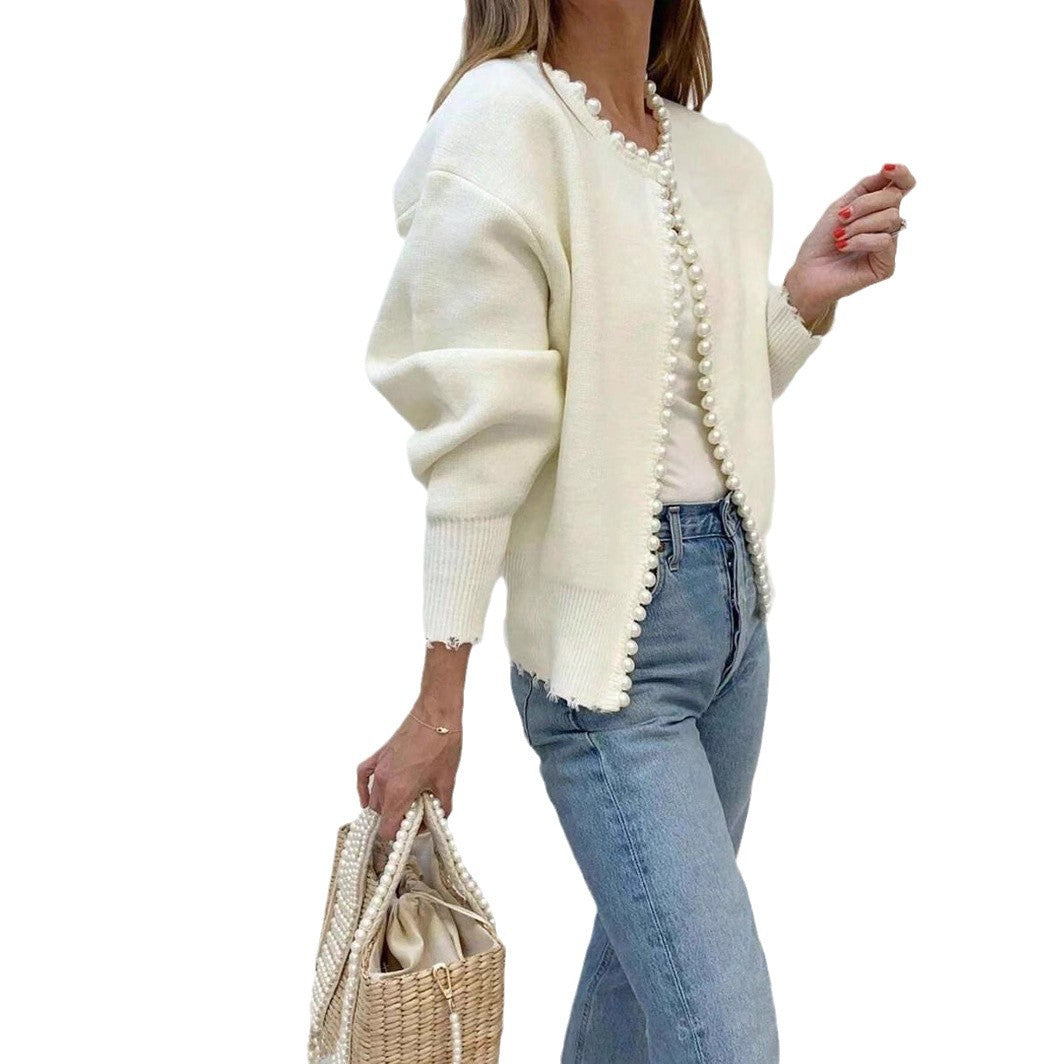 Damen Strickjacke mit Perlenbesatz R&B