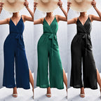 Damen eleganter Jumpsuit mit asymmetrischem Design und seitlichen Schlitzdetails R&B